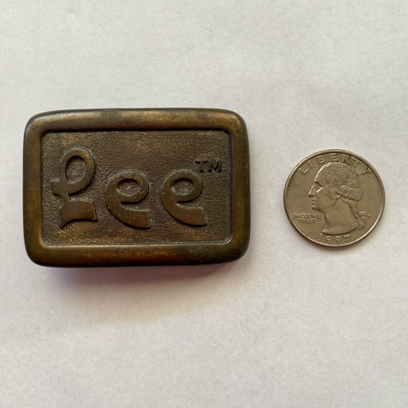 Vintage Adult small LEE Brass Belt Buckle 70s - Picture 3 of 3